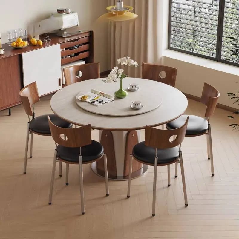 Round Decorations Dining Table Extendable Modern Nordic Kitchen Dining Table Foldable Space Saving Muebles Para Hogar Furniture