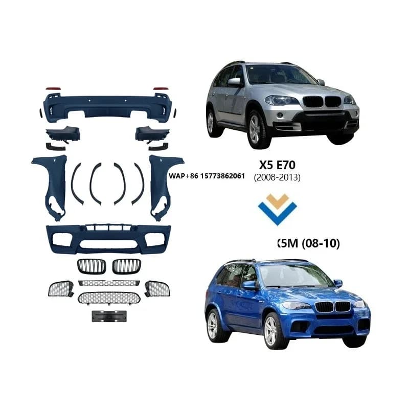 Car Plastic Parts E70 Body Kit for B X5 E70 OLD to X5M 08-13 Years Modification BodyKit X5M Car Front Rear Bumper