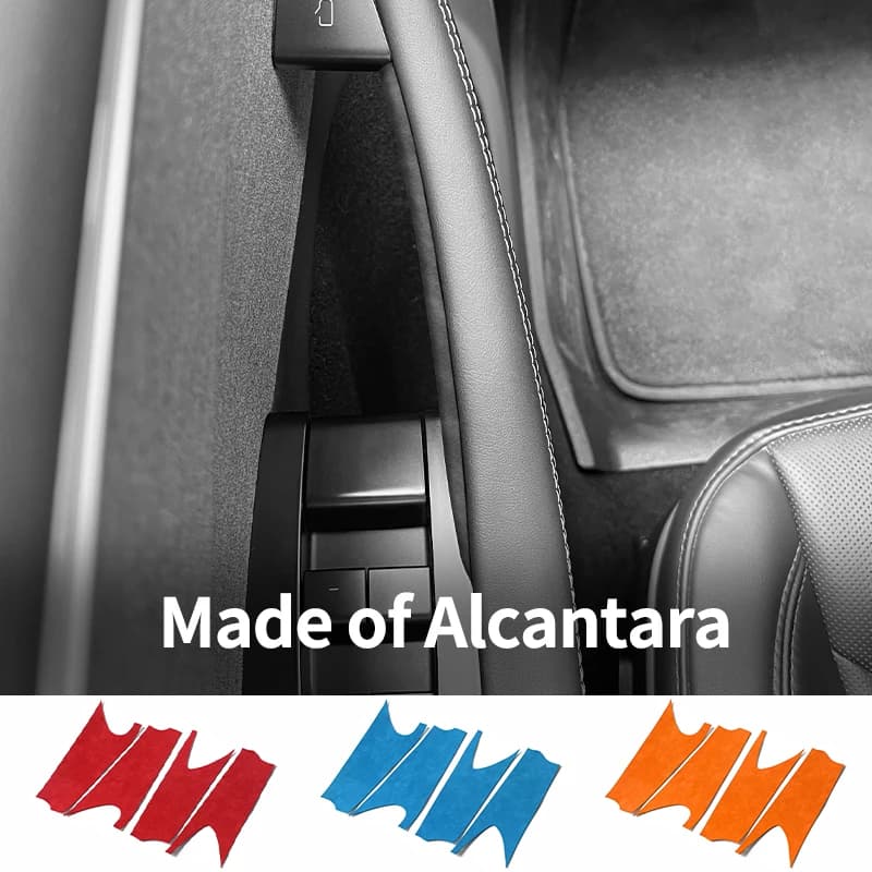 For Tesla Model 3 Model Y Door Inner Handle Trim Frame Decorative Sticker Car Interior Tuning Accessories Made of Alcantara