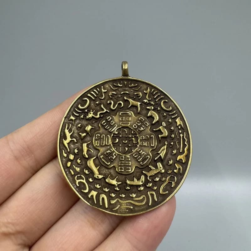 Antique Collection: Twelve Signs, Bagua, and Nine-Grid Ornaments - Pure Brass Zodiac Decorative Crafts