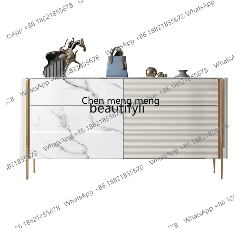 D178 Y Light luxury solid wood, American rock slab  living room decorative cabinet, wall side  storage storage cabinet