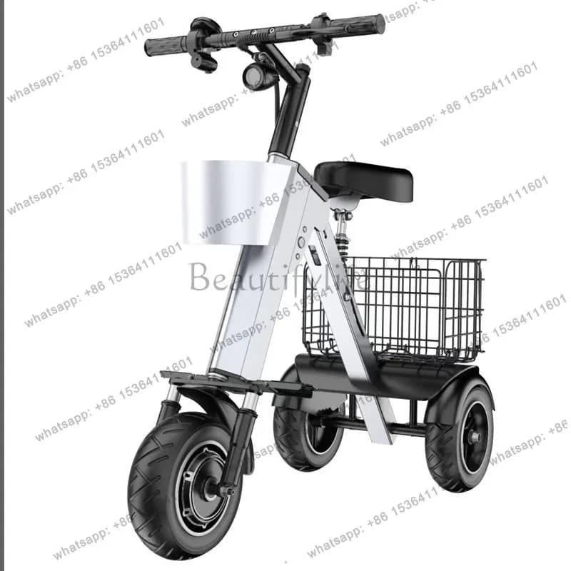 The new folding electric car can be put on the plane, ultra-light and portable three-wheeled scooter