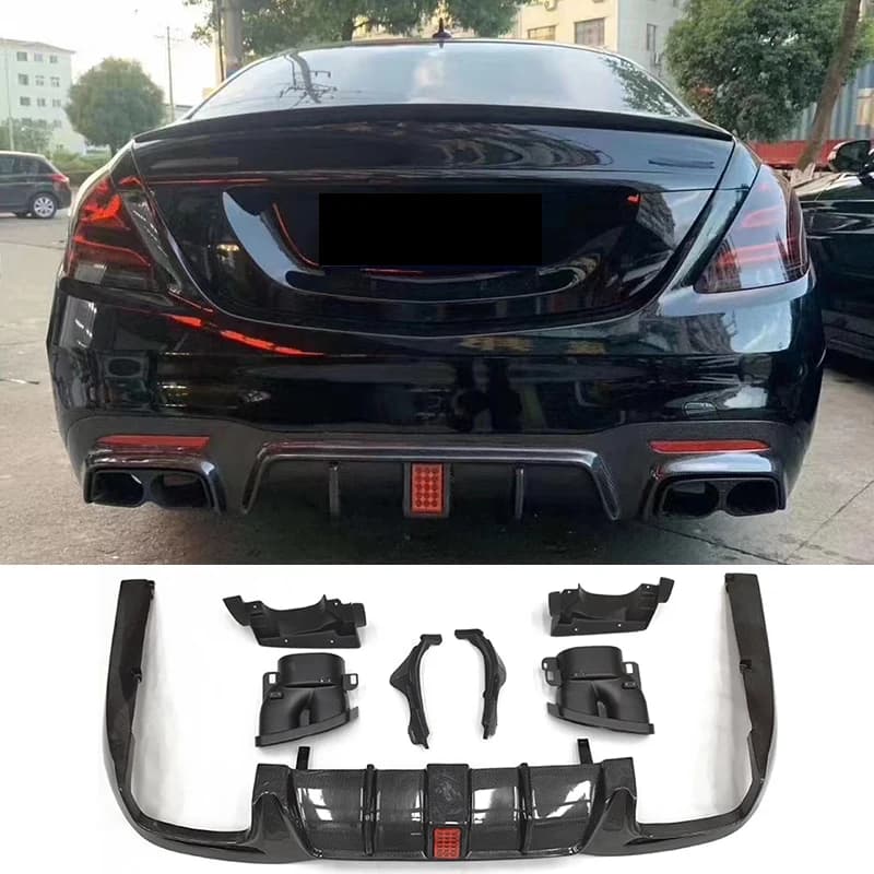 B Style Carbon Fiber Front Lip Vent Diffuser Spoiler   S-Class W222 S63 S65 Body Kit 18+