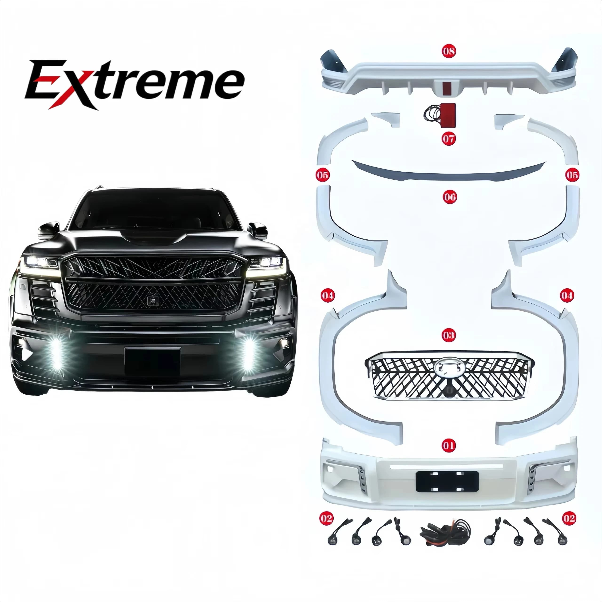 WD Style Full Bodykit for 21+ Toyota Land Cruiser LC300 Front Bumper Fender Grille Rear Diffuser Spoiler