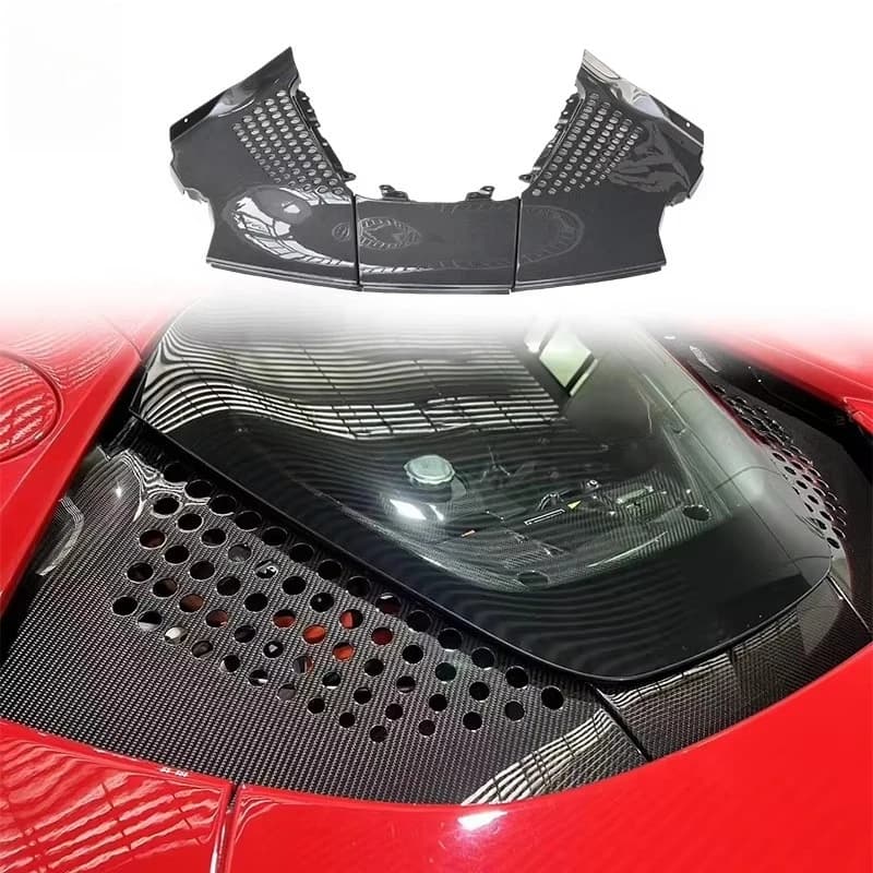 OEM Style Dry Carbon Car Exterior Rear Engine Panel Cooling Mesh for SF90 Engine Bay Rear Vent Cover