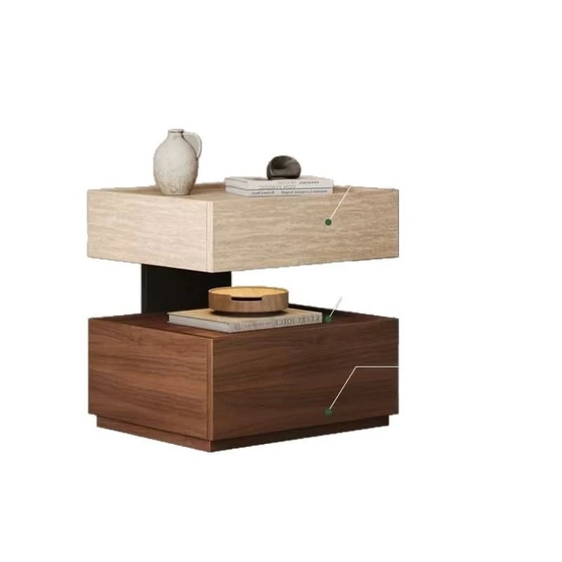 New suspended bedside table Solid wood medium and ancient style travertine Italian French high-end wabi sabi simple retro