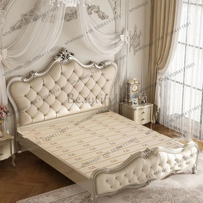 FG European Bedroom Massage Bed Frame Double Luxury Storage Wooden Design Space Saving Bed Sleeping Safe Cama Trendy Furniture