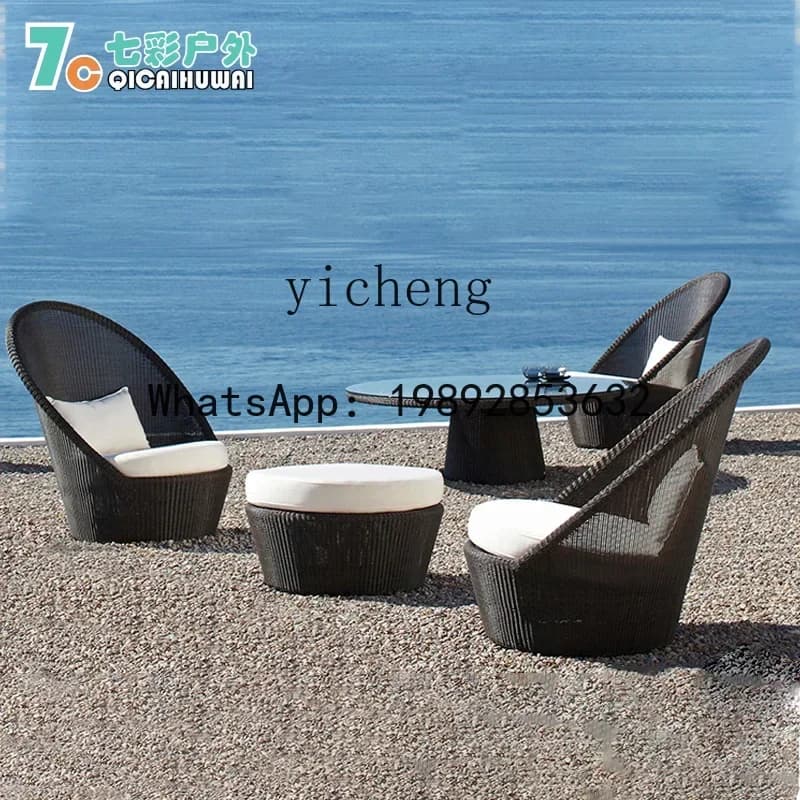 Outdoor Swimming Pool High Backrest Rattan Table and Chair Sofa Outdoor Outdoor Courtyard Leisure