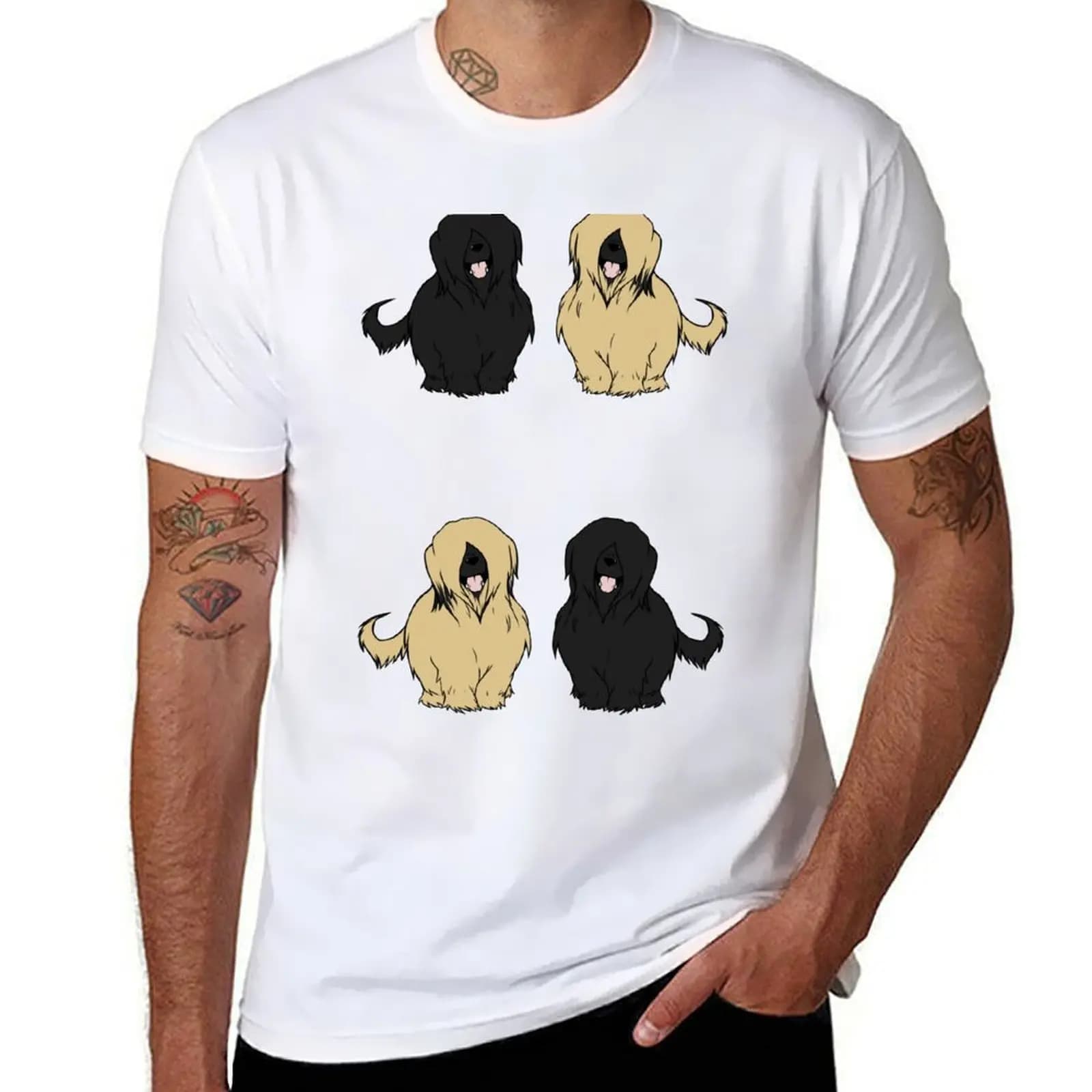 Paired Briards - Fawn and Black T-Shirt t shirts with prints man t shirt heavy cotton T-Shirt