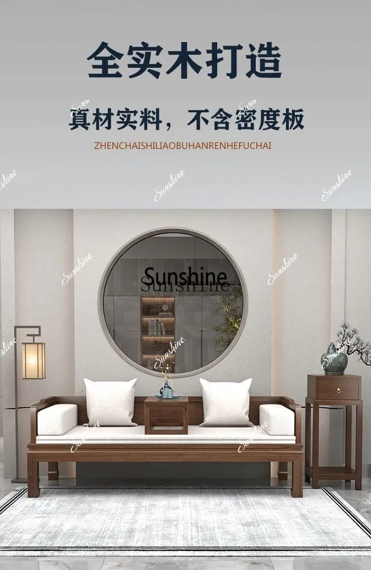 Luohan new Chinese-style solid wood push-pull small apartment living room zen sofa bedX