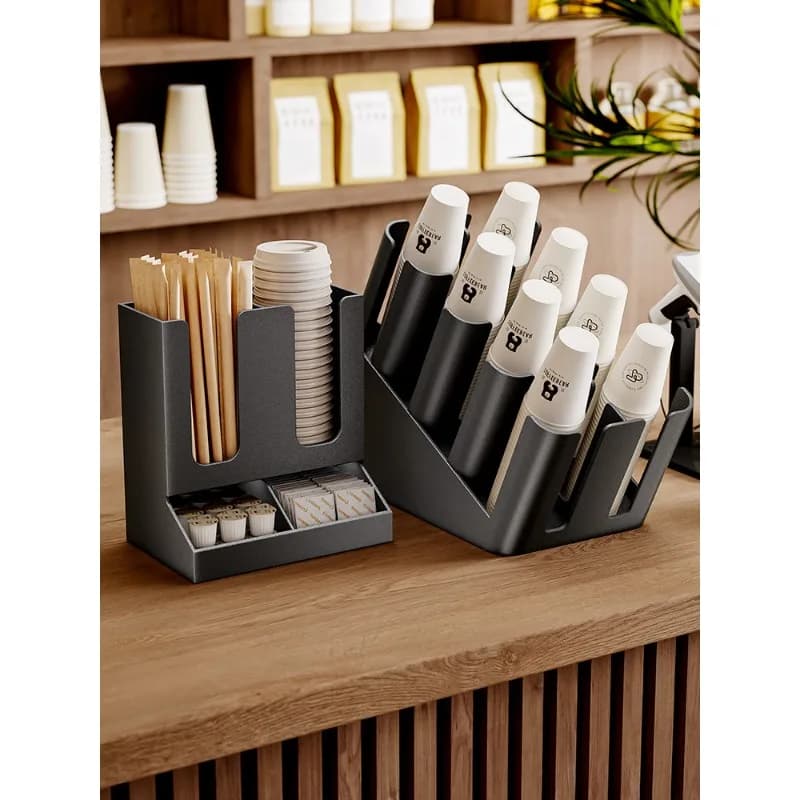 coffee shop disposable paper cup storage rack, cup lid straw storage box , thickened carbon steel commercial