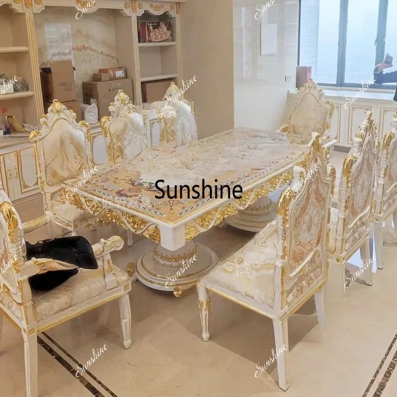 European Style Wooden Dining Table, Rectangular Villa, Private Club, Large High-end Luxury Western Dining Table