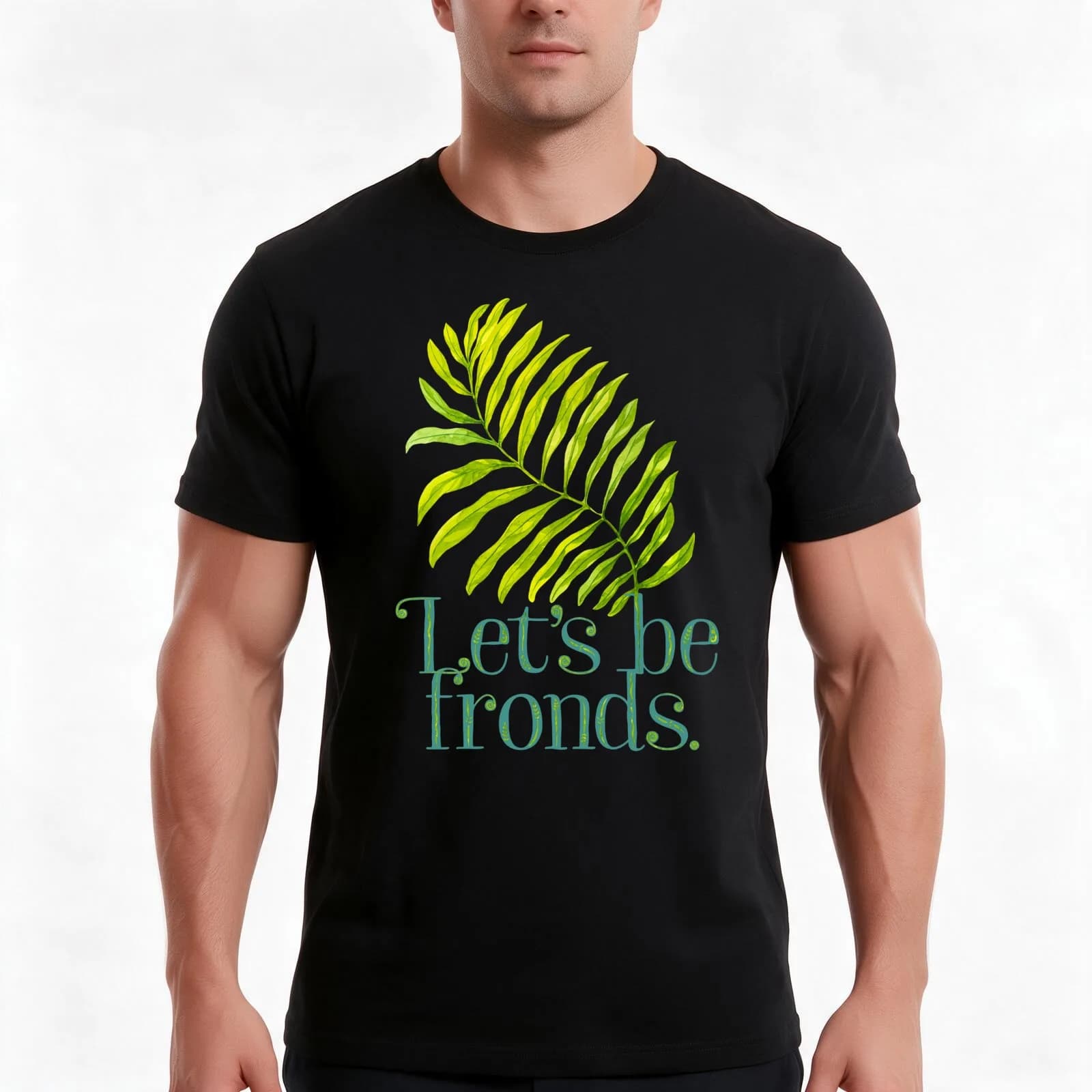 Let's be fronds. T-Shirt, Summer Casual Cotton Tee, Oversized Streetwear Tops, Vintage Graphic Print, Loose Fit Short Sleeve