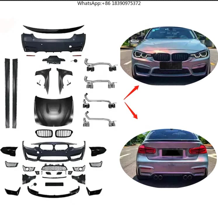 High Fitment Body Kit for F30 Modified to M3 2012-2018 Front and Rear Bumper Grille Side Skirts Exhaust Pipe Hood Fender