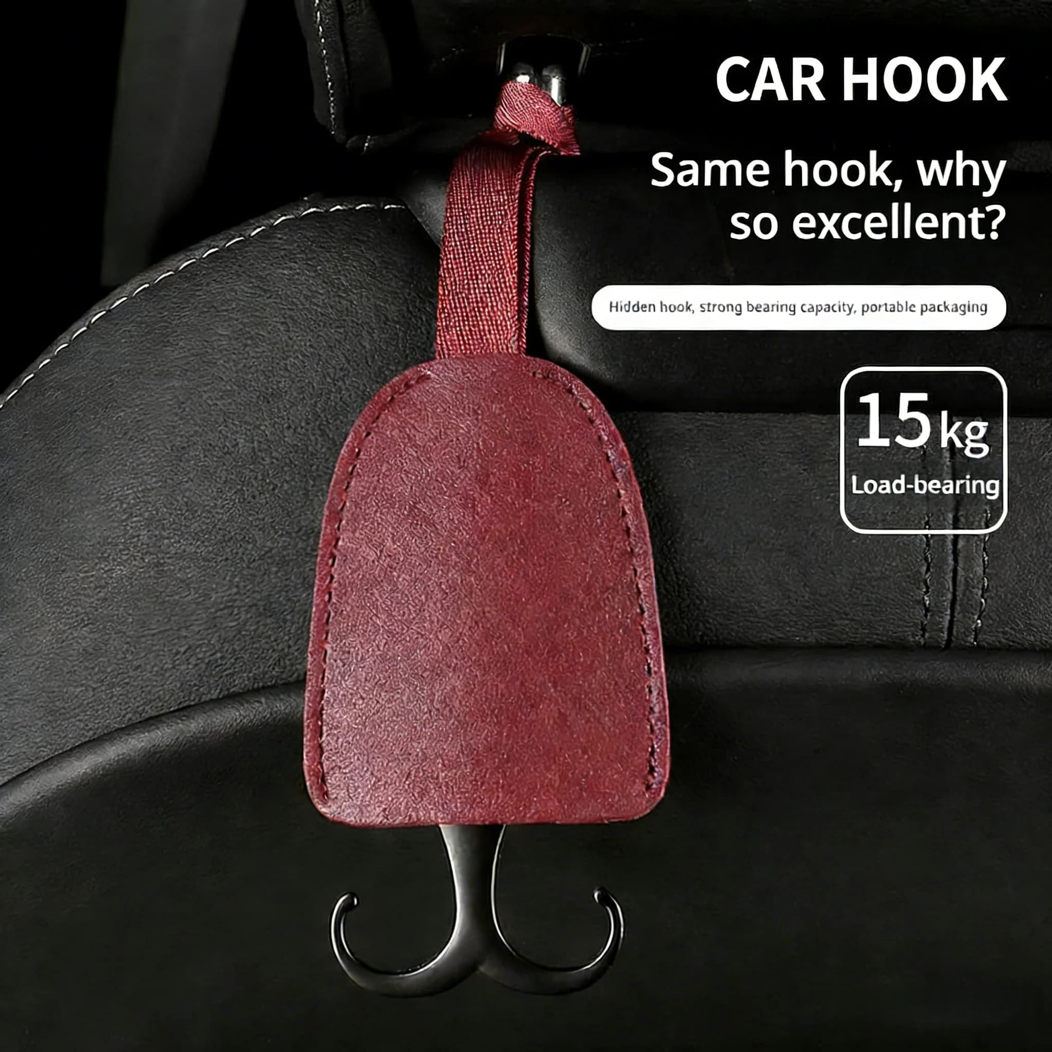 PU Leather Car Headrest Hook Seat Back Hanger Rear Storage Holder Bag Hook Interior Decoration Accessory