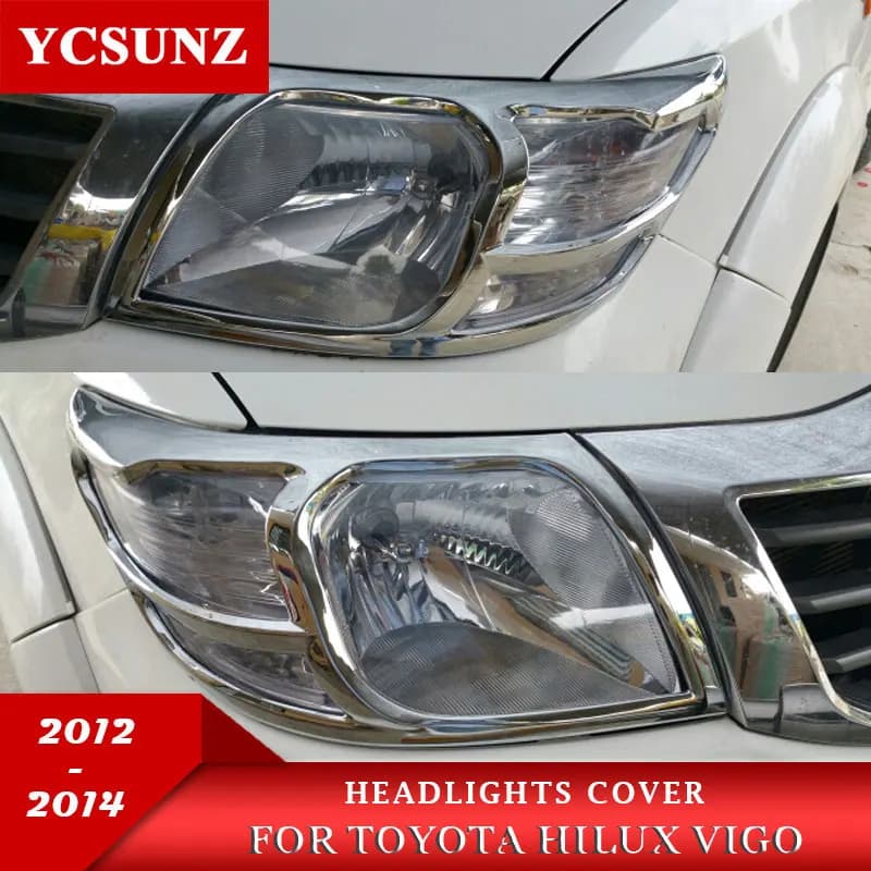 ABS Chrome Head Light Cover For Toyota Hilux Vigo SR5 2011 2012 2013 2014 Double Cabin Car Accessories