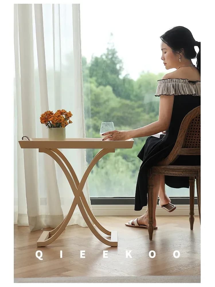 y14-Solid wood rectangular edge table removable shelf small square  coffee table square table