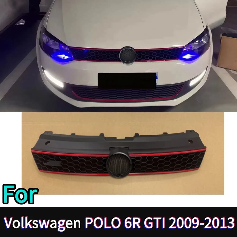 Front racing grille with honeycomb mesh for Volkswagen POLO 6R GTI 2009-2013 GTI style front radiator grille bumper grille adjus