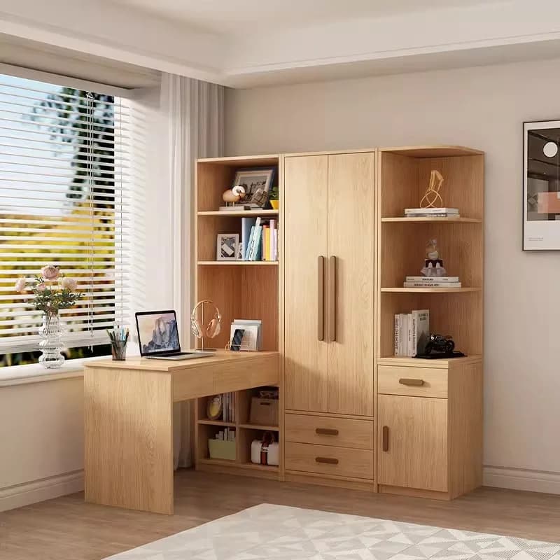 XL Solid Wood Corner Desk Wardrobe Integrated Computer Desk Customizable