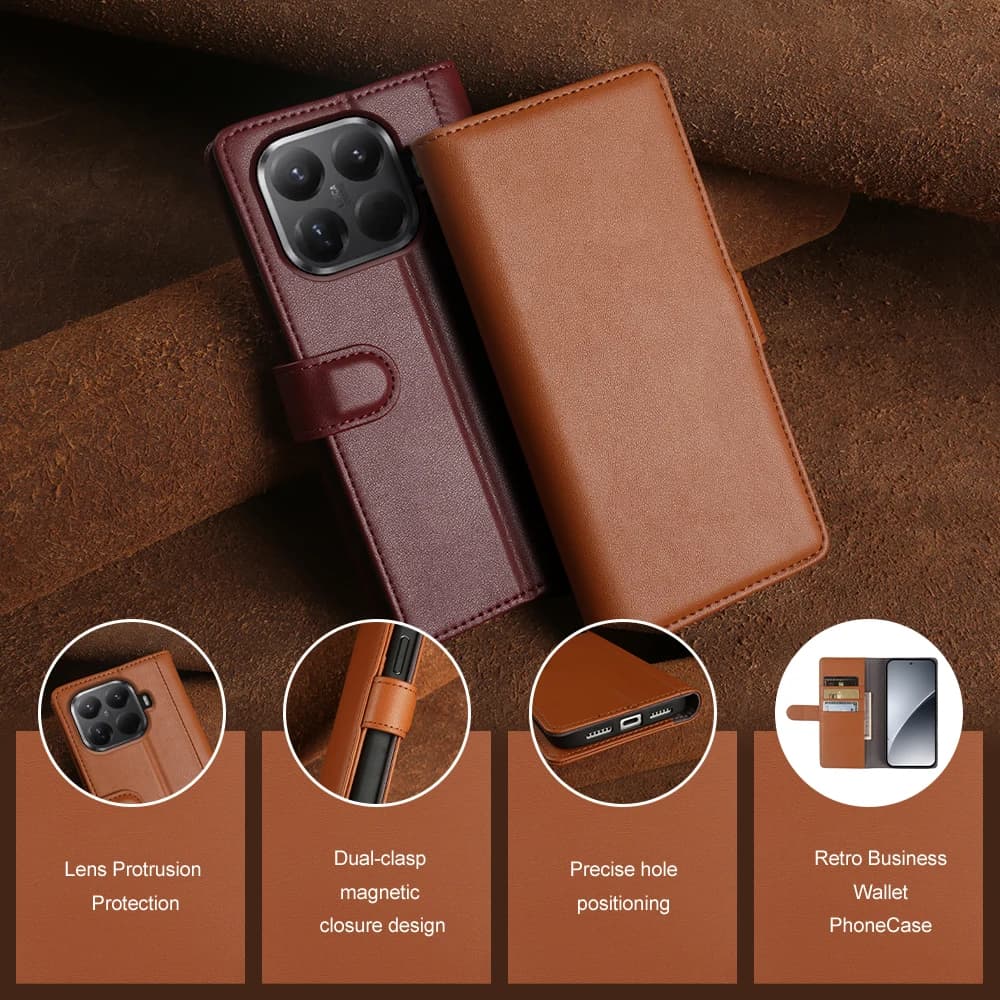 Genuine Leather Flip Case For Xiaomi 15T 17T Pro 14T 13T 12T 12x 12s 15 17 Pro Max 11 Lite 5G NE Phone Cases Wallet Cover Coque
