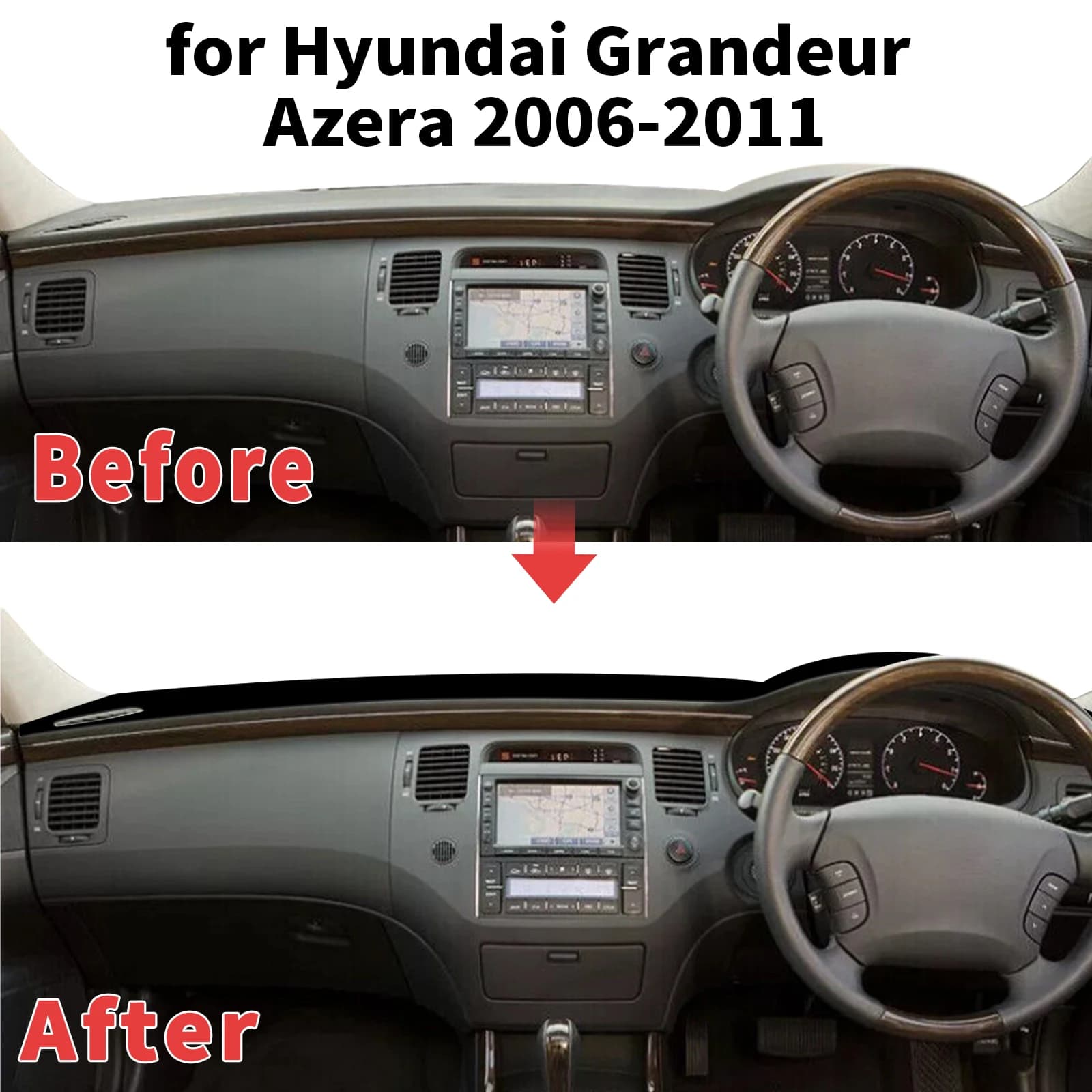 for Hyundai Grandeur Azera 2011-2006 Dashboard Cover Sun Shade Protector Dashmat Anti-Glare UV Carpet Mat Automotive Dash Mat