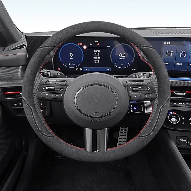 Luxury Suede Leather Car Steering Wheel Cover Universal Steering Covers Car Accessories Interior Anti Slip Steering Wheel Covers