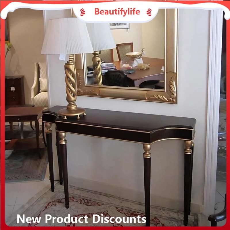 American solid wood entrance, entrance cabinet, black entrance against the wall, very narrow table against the wall,   H