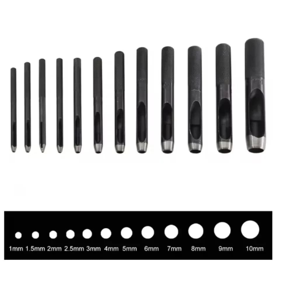 110mm Round Hollow Hole Punch Set 12PCS for Leather Craft For Belt Watch Band Gasket with Carbon Steel Material