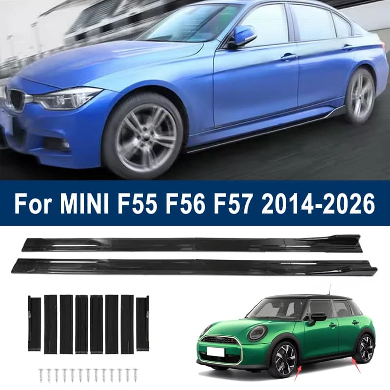 For MINI F55 F56 F57 2014-2026 2015 Car Side Skirt Splitters Extended Side Spoiler Sport Body Kit Bumper Lip Modified Parts 8Pcs