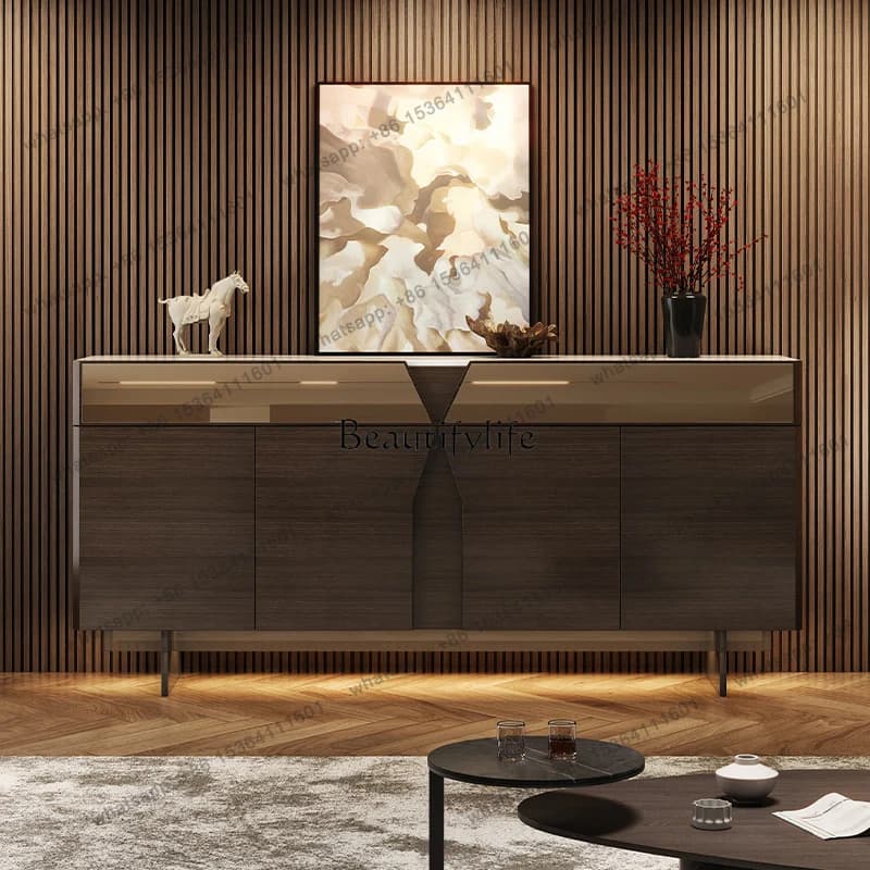 Porch side cabinet light luxury modern solid wood marble decorative locker with bucket