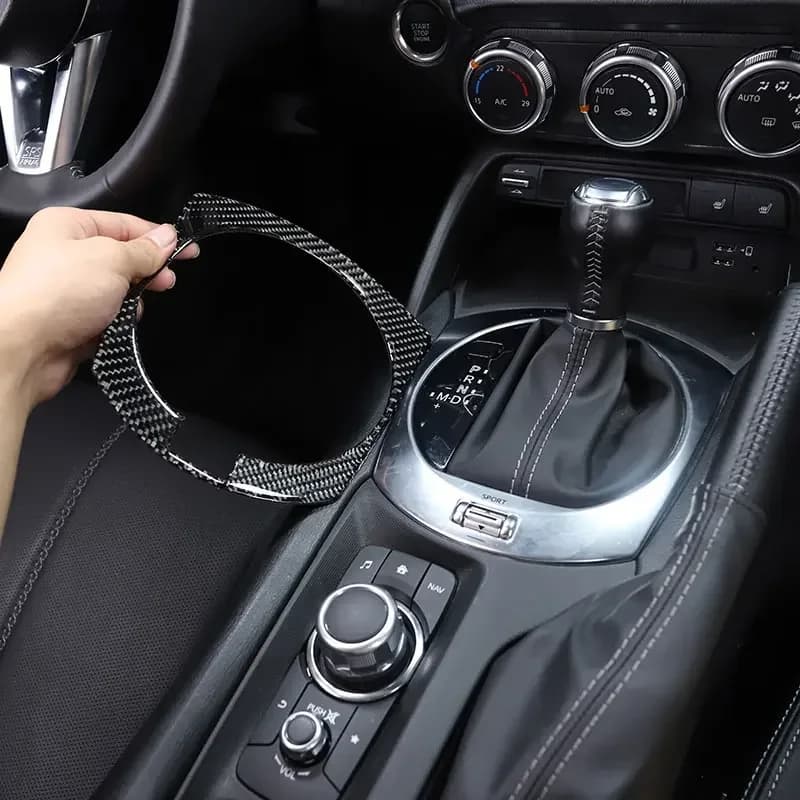 Soft Carbon Fiber Car Central Control Gear Panel Frame Cover Trim Sticker Interior Car Accessories For Fiat 124 Abarth 124 16-24