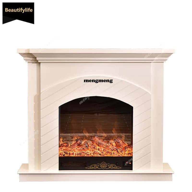 Simulation fire heating  fireplace decorative cabinet, electric heating mantel European simple interior D80