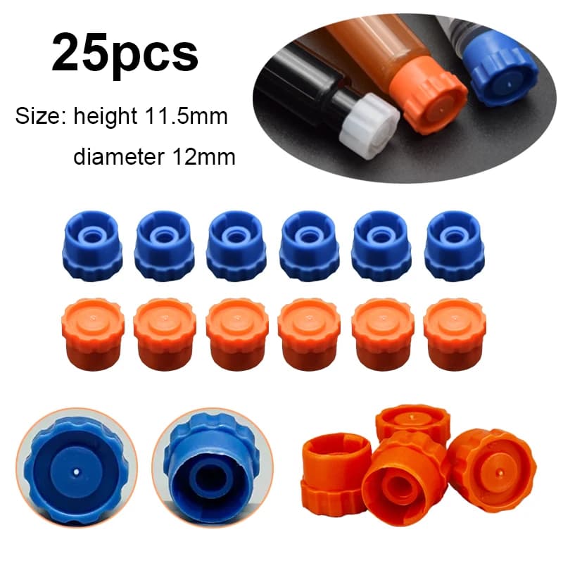 25pcs Luer Lock Syringe Torx Plug Screw Plastic Cylinder Plug Cover Precision Tip Liquid Dispenser Needle Gauge Round Plug Cap
