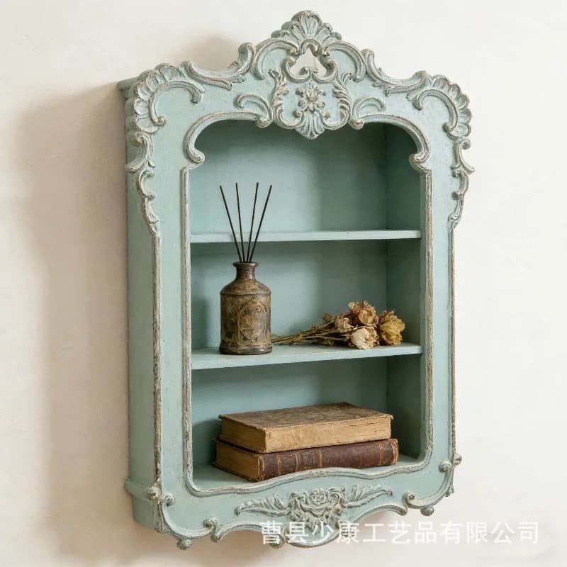 Vintage carved wall hanging wood home decoration wall furniture jewelry placement French frame