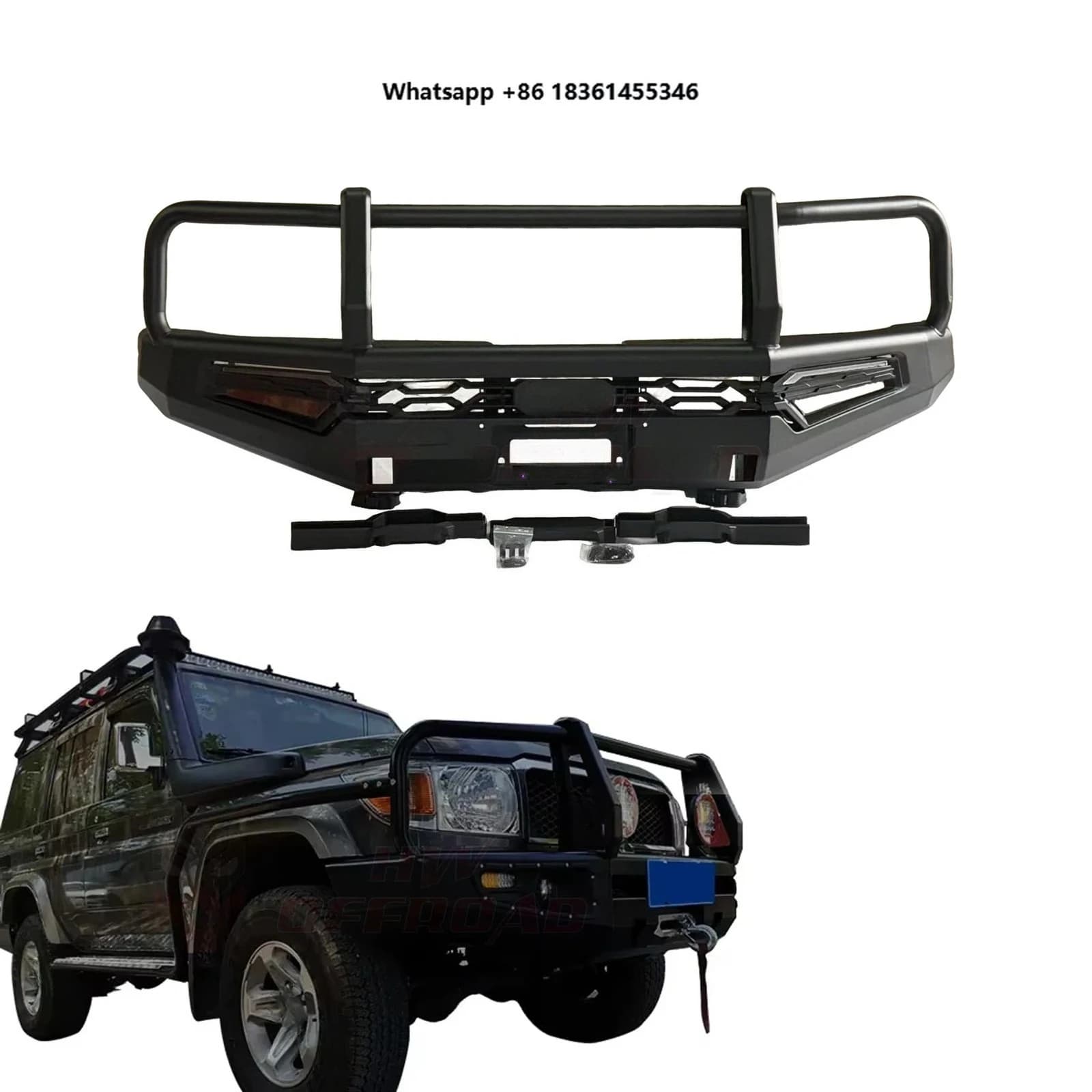 For Land Criuser LC76 LC250 LC300 2016+ Winch Mount Bumpers Guard 4x4 Heavy-Duty Steel Winch Bumper Bull Bar