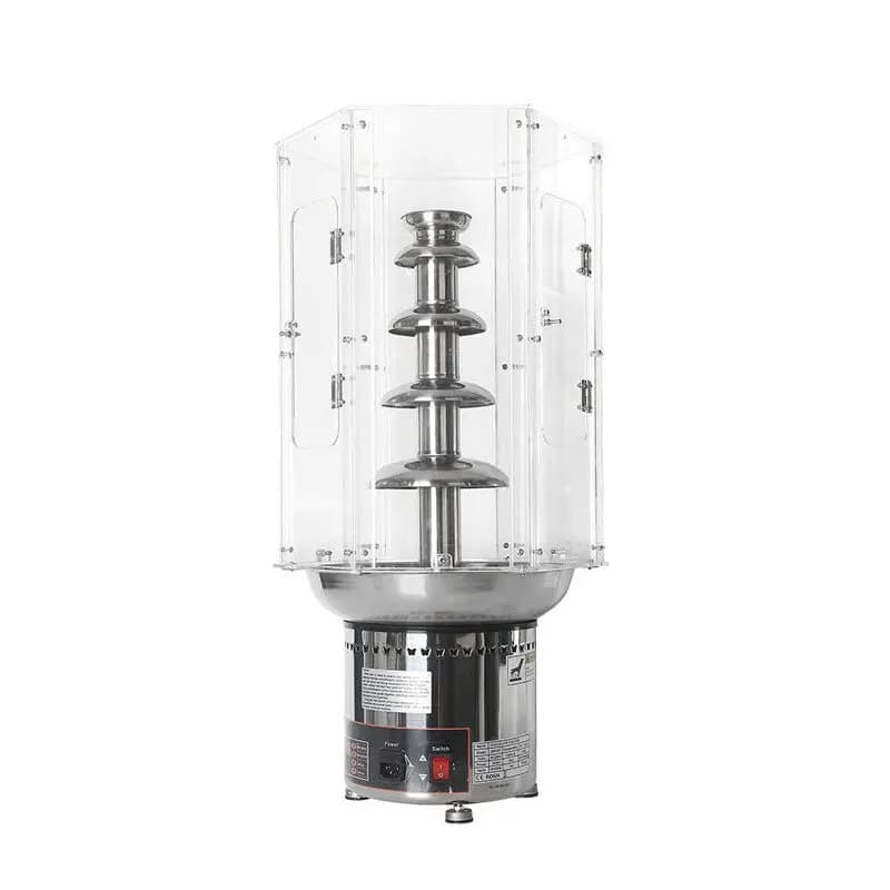 Commercial 4/5/6/7-Layer Chocolate Fountain Machine with PVC Windproof and Dustproof Plastic Isolation Cover