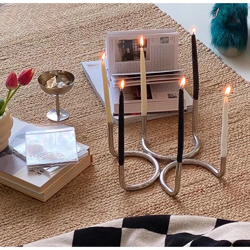Stainless Steel U-shaped Twin Candles Taipei European Ins Wind Home Decoration Ornaments Wedding Party Holiday Atmosphere Candle