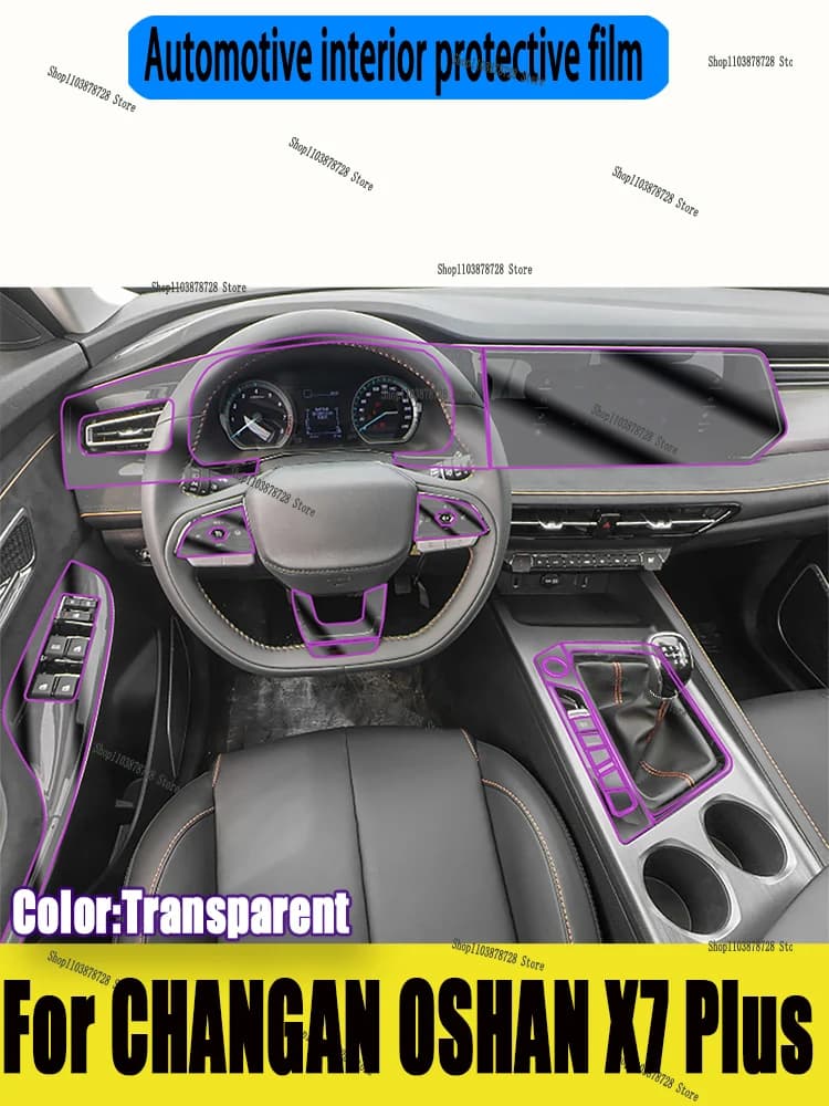 For CHANGAN OSHAN X7 Plus 2024 TPU Car Gearbox Dashboard Panel Gps Navigation Screen Anti-scratch Protective Film Sticker