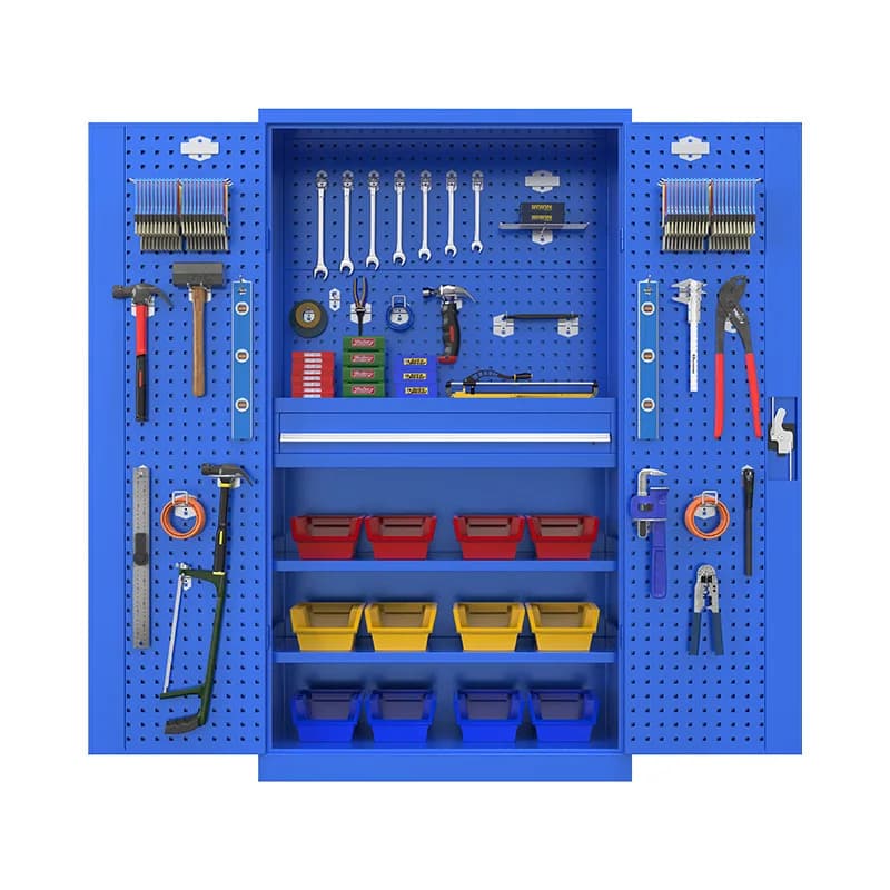 Heavy duty hardware tool cabinet Auto repair workshop Iron sheet Double door Parts storage box Factory thickened tool cabinet