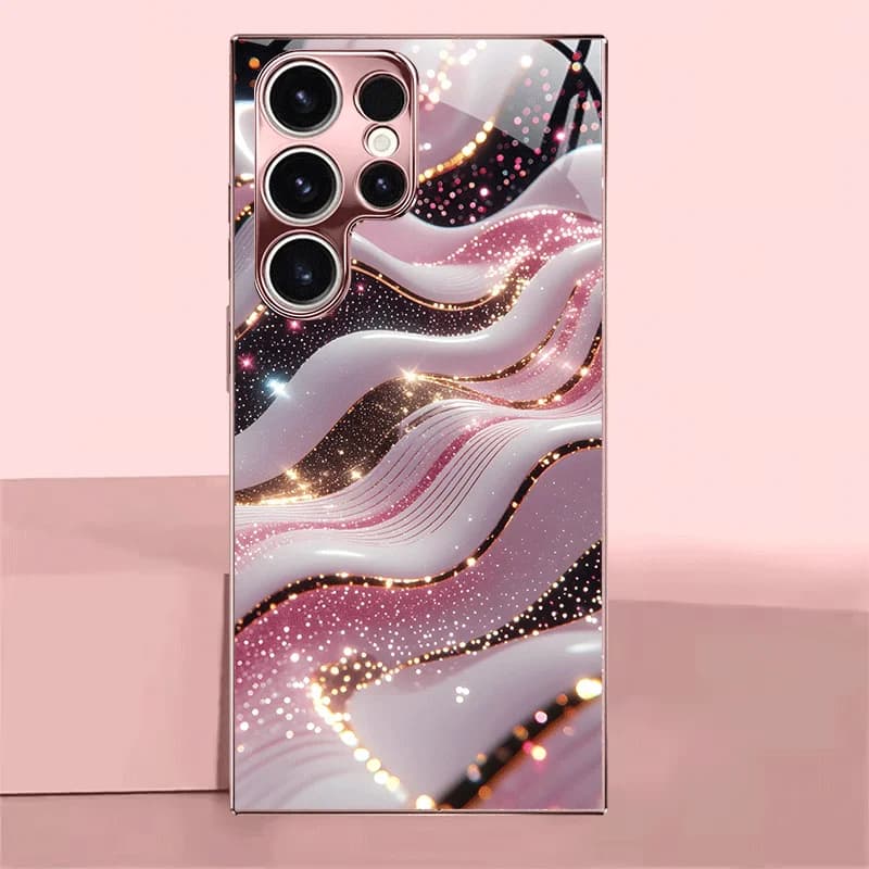 Phone Case Ripple glitter powder s26 ultra case s25 ultra Glass phone case for Samsung Galaxy S26 25 24 23 22 21 FE Ultra Plus