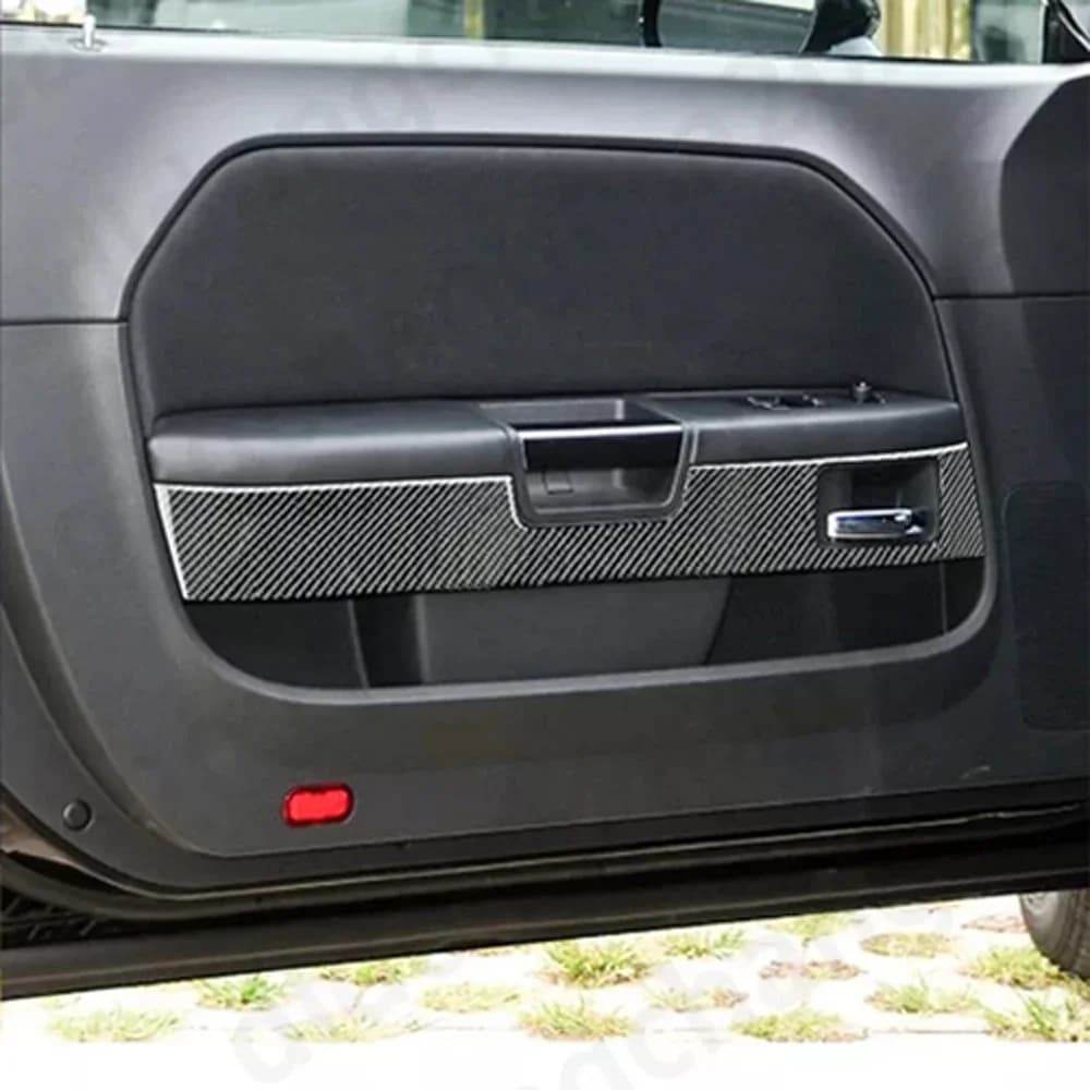 For Dodge Challenger 2008-2014 Accessories Real Carbon Fiber Inner Door Handle Panel Cover Trim Car Interior Decoration Sticker