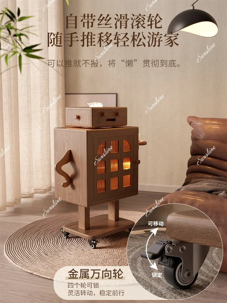 MBedroom Lamp Locker Living Room Mobile Solid Wood Side Cabinet Robot Children's Bedside Cabinet