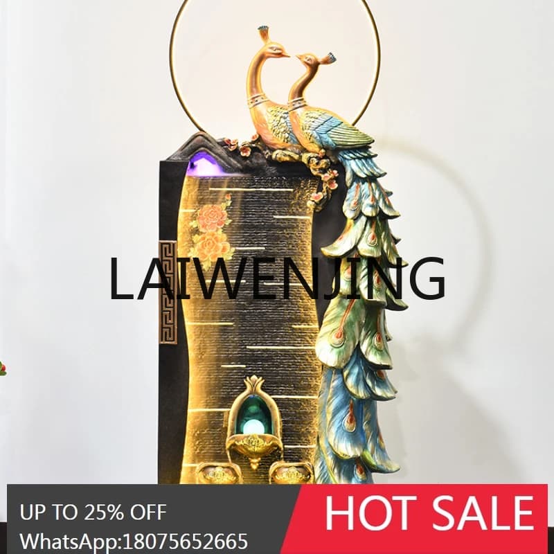 RWJ Peacock Flowing Water Ornaments Large Floor Humidifier Fortune Fountain Landscape