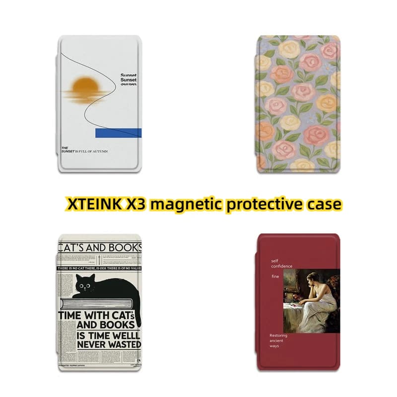 For XTEINK X3 E-Ink Reader Magnetic Protective Cover Flip Shell Shockproof Full-Wrap Simple Pattern Accessories