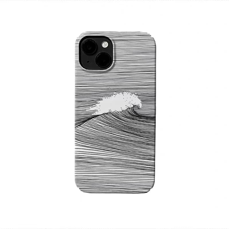 Ins Korean Gray Line Wave Case for IPHONE 17 16 ProMax 15 14 Plus 13 12 MINI 11 PRO 16Plus XR XS MAX SE Acrylic Phone Cover