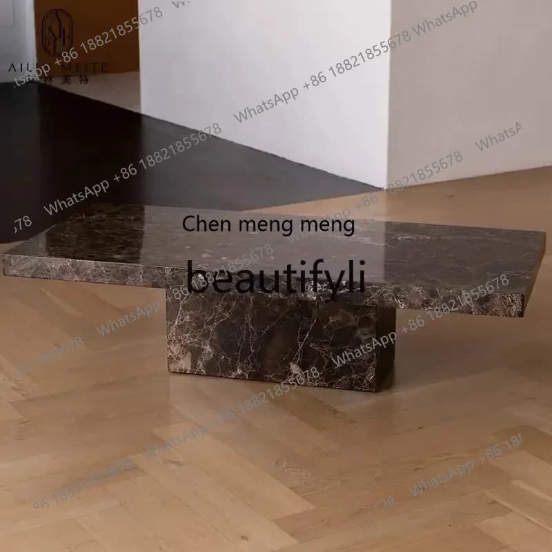 182Q Italian light luxury natural marble coffee table living room designer high-end villa Nordic