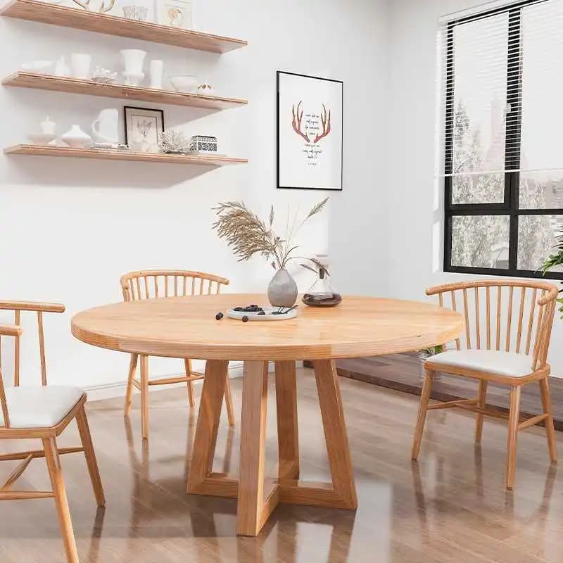 Italian Center Dining Table Designer Minimalist Wood Restaurant Dining Table Round Kitchen Lounges Mesa De Jantar Furniture Home