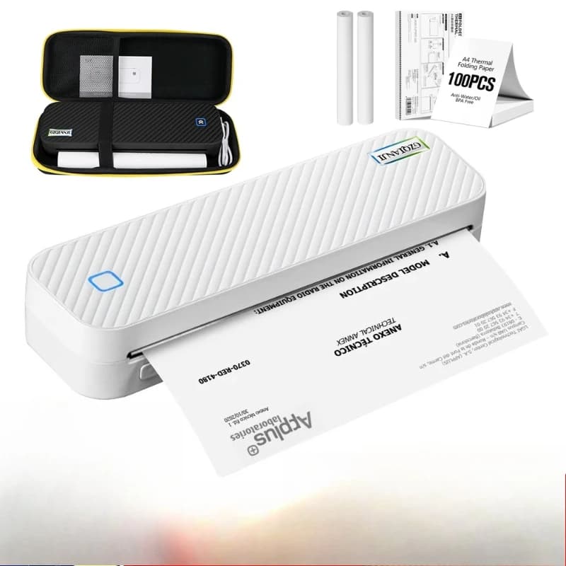 Portable A4 Thermal Printer Bluetooth Photos PDF Document Printing Machine Folded Rolls Paper For Office Work Home School Travel
