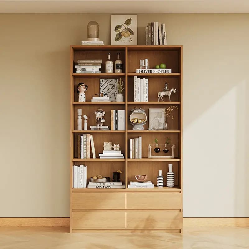YJQ solid wood bookcase combination bookshelf household wall integrated log wind display cabinet