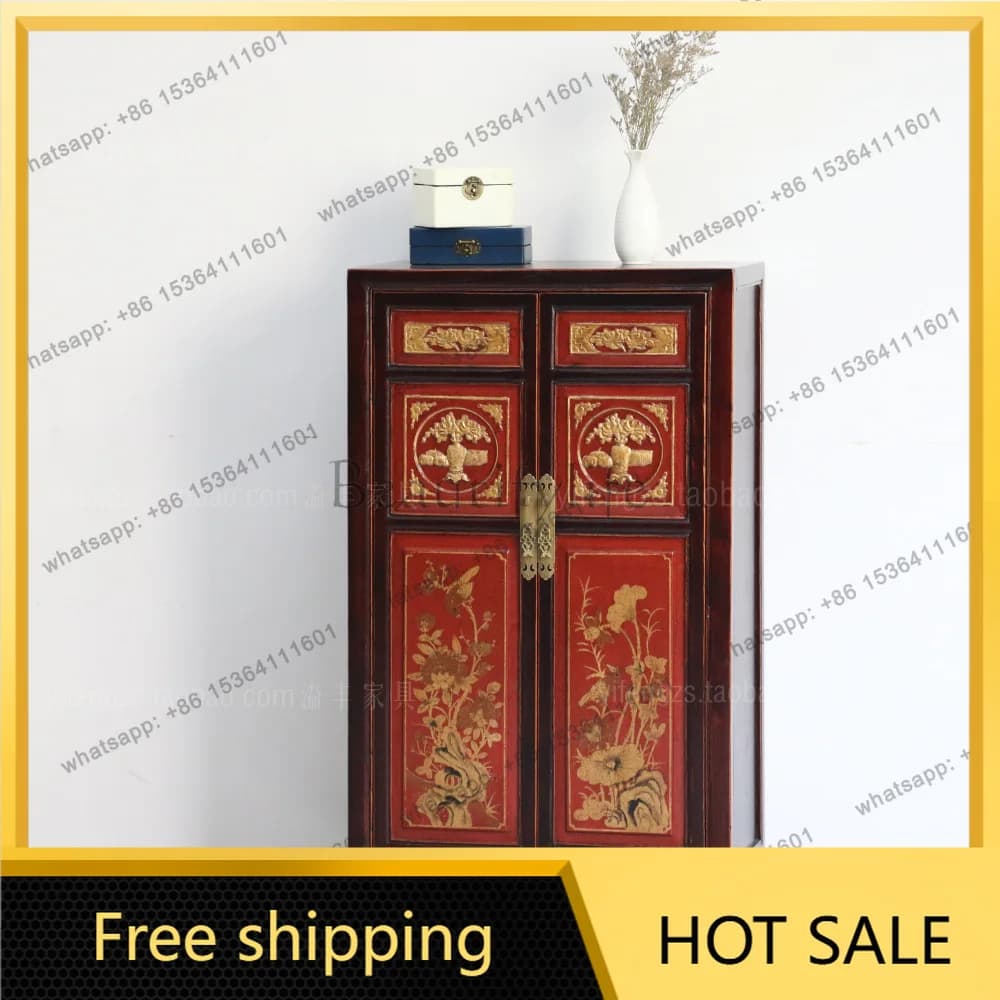 XX. Retro living room porch cabinet partition neoclassical Chinese solid wood foyer cabinet